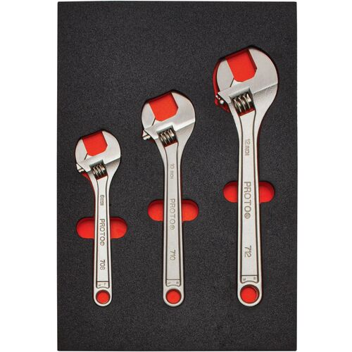 Proto Foamed 3 Piece Adjustable Wrench Set -Satin
